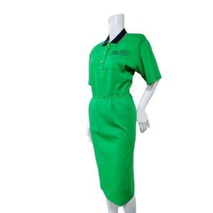 VTG California Girl Short Sleeve Pleated A-Line Midi Dress Green Women's Size 12